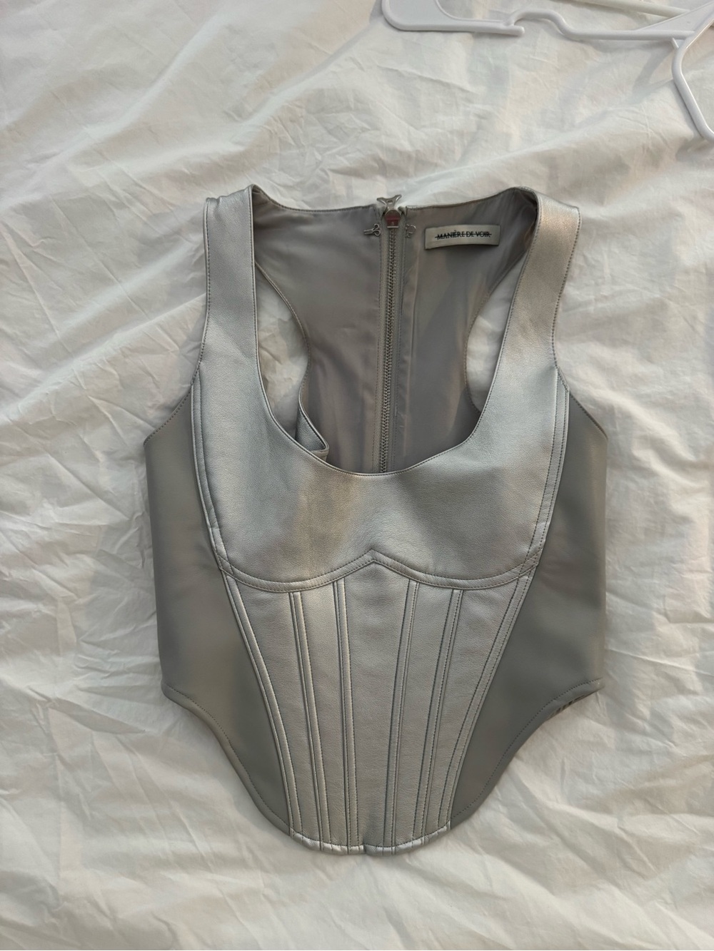 Maniere De Voir Silver Corset Tank Top - Picture 2 of 4